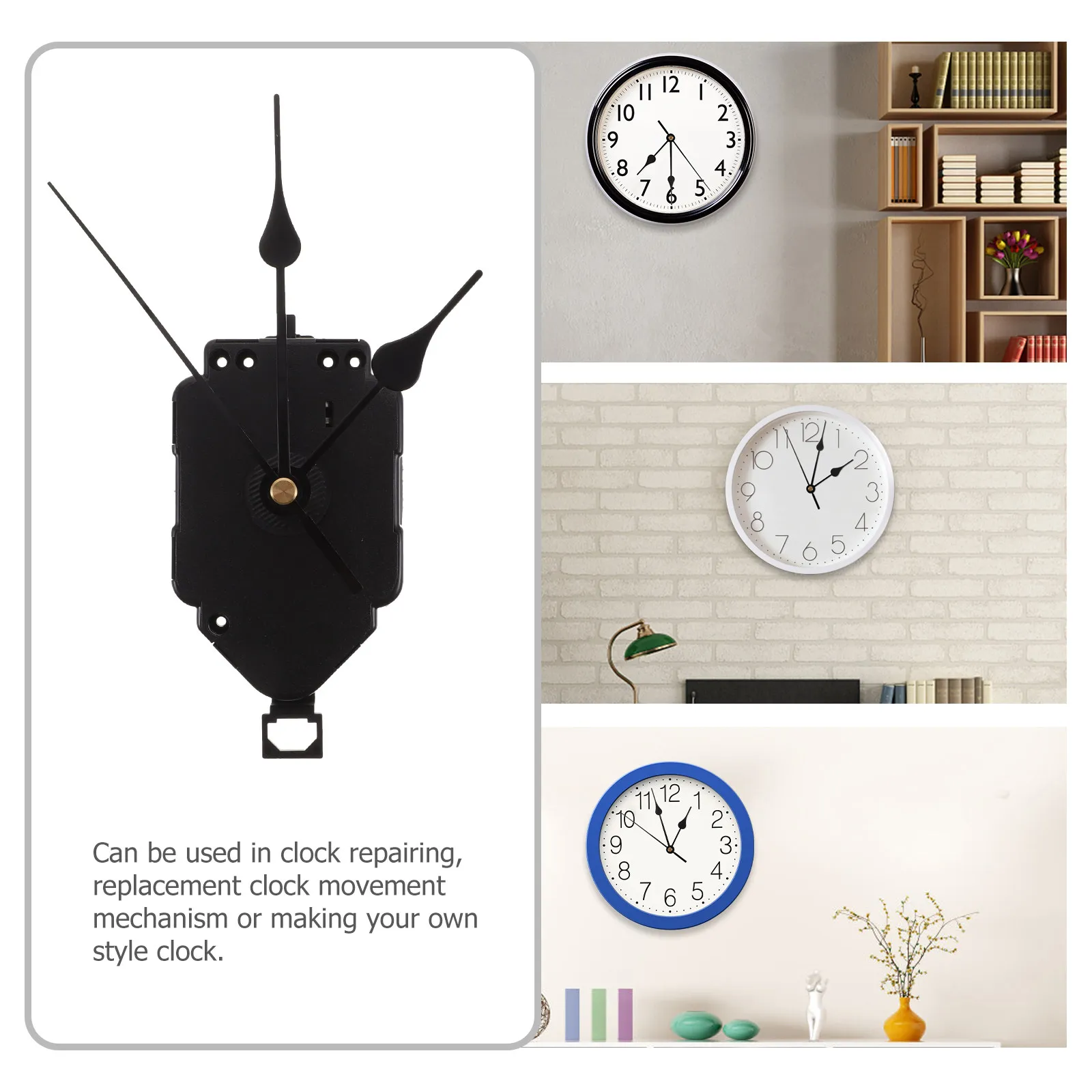 1Set Quartz Clock Movement Replacement Kit with Hands Battery Powered Wall Clock Mechanism for DIY Repair Making Quiet Accurate