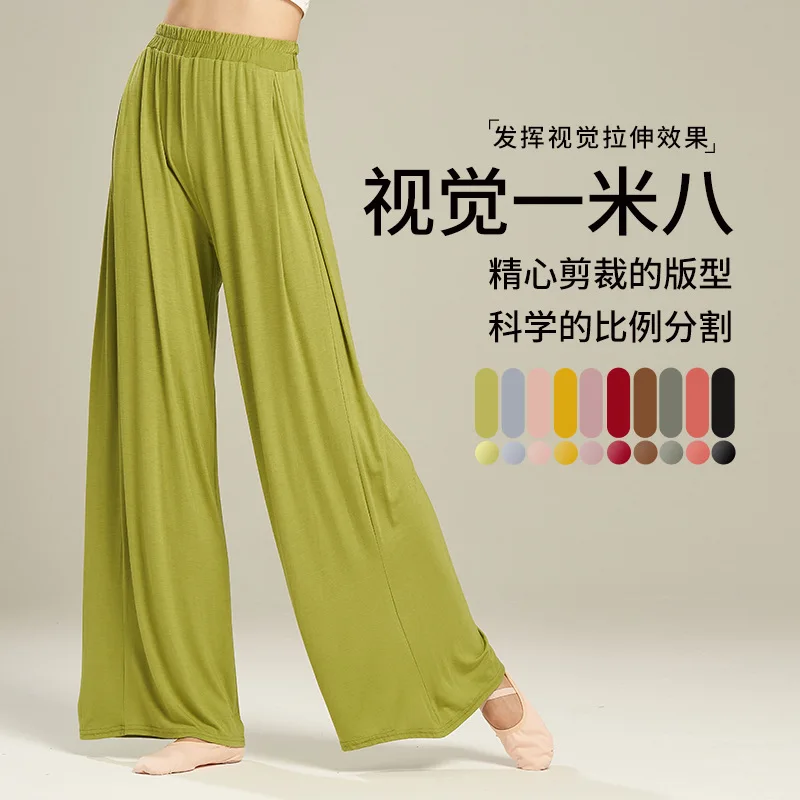 

2025 new dance pants women's modern classical adult loose and elegant body practice dancing special wide-leg pants
