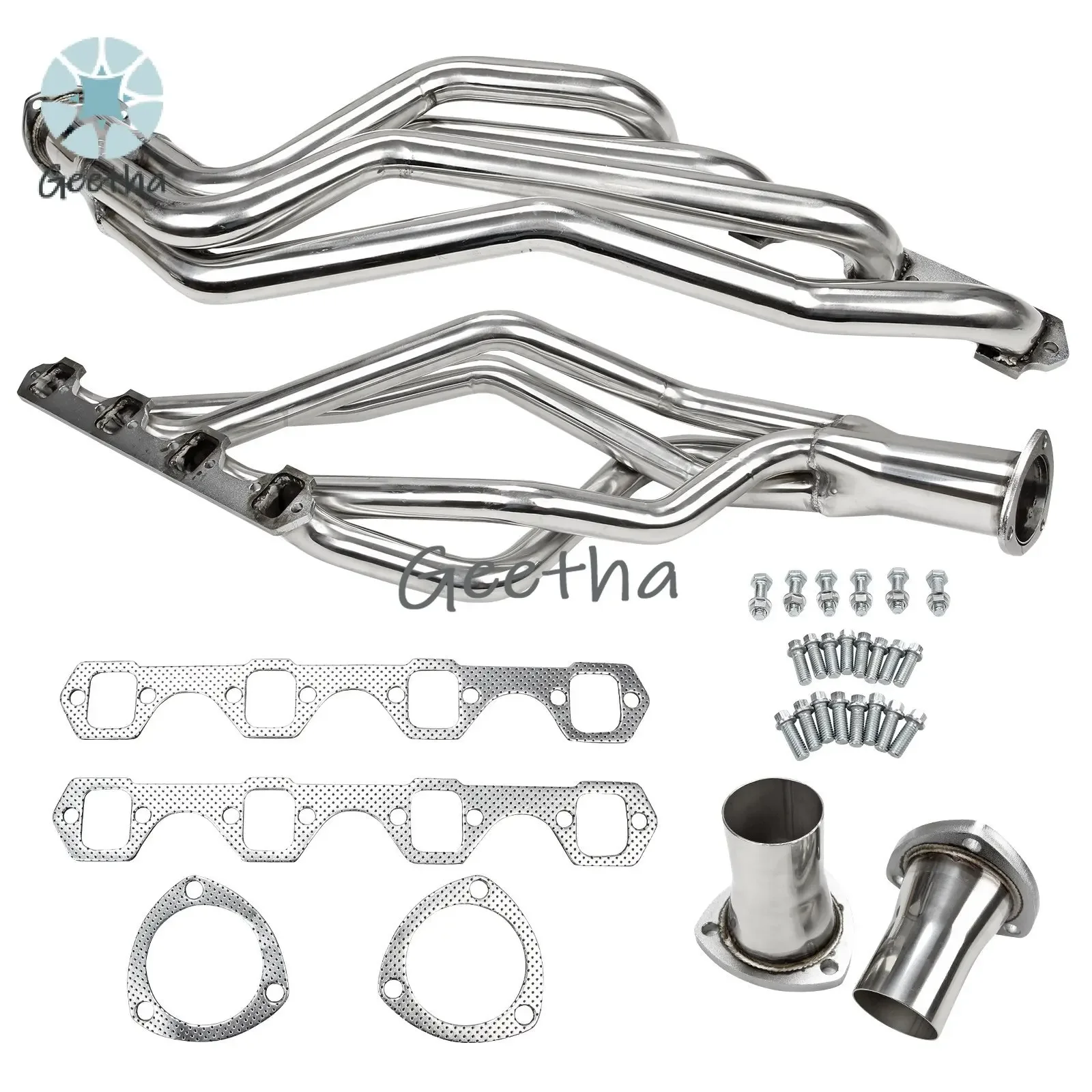 

Exhaust Pipe Stainless Steel for Headers, Block Hugger, Steel, Natural, Street Rod with Chevy, 396, 402, 427, 454, Pair EH28102