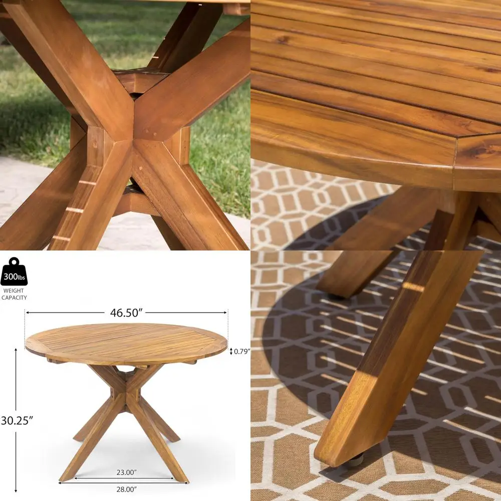 

Круглый обеденный стол из акации, отделка под тик