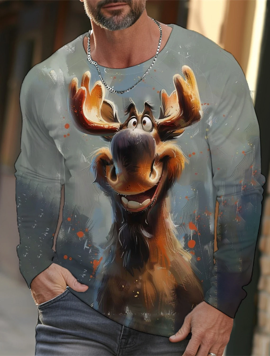 

Funny Animal 3D Print Autumn Men O-Neck T-shirt Casual Fashion Long Sleeve Oversized T Shirts Fashion Tops Trend Men Clothing