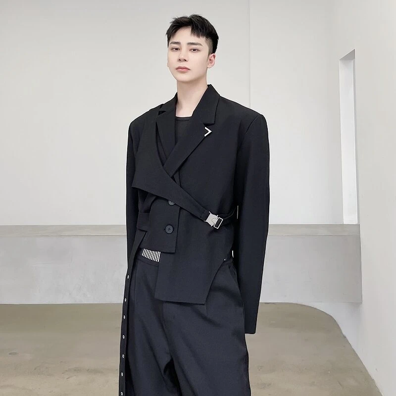 Men's High End Deconstructed Blazer European Casual Asymmetric Design Premium Formal Niche Avant Garde Suit Coat 1L7X