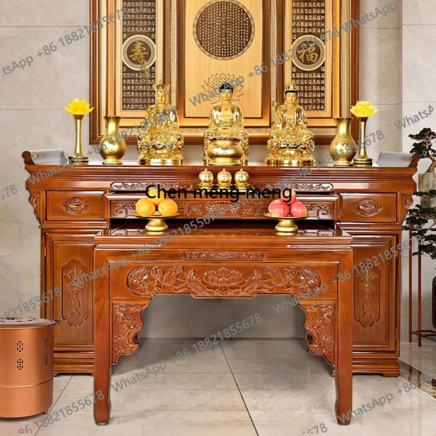 

Solid wood table incense case household Buddha table rural living room central hall cabinet case