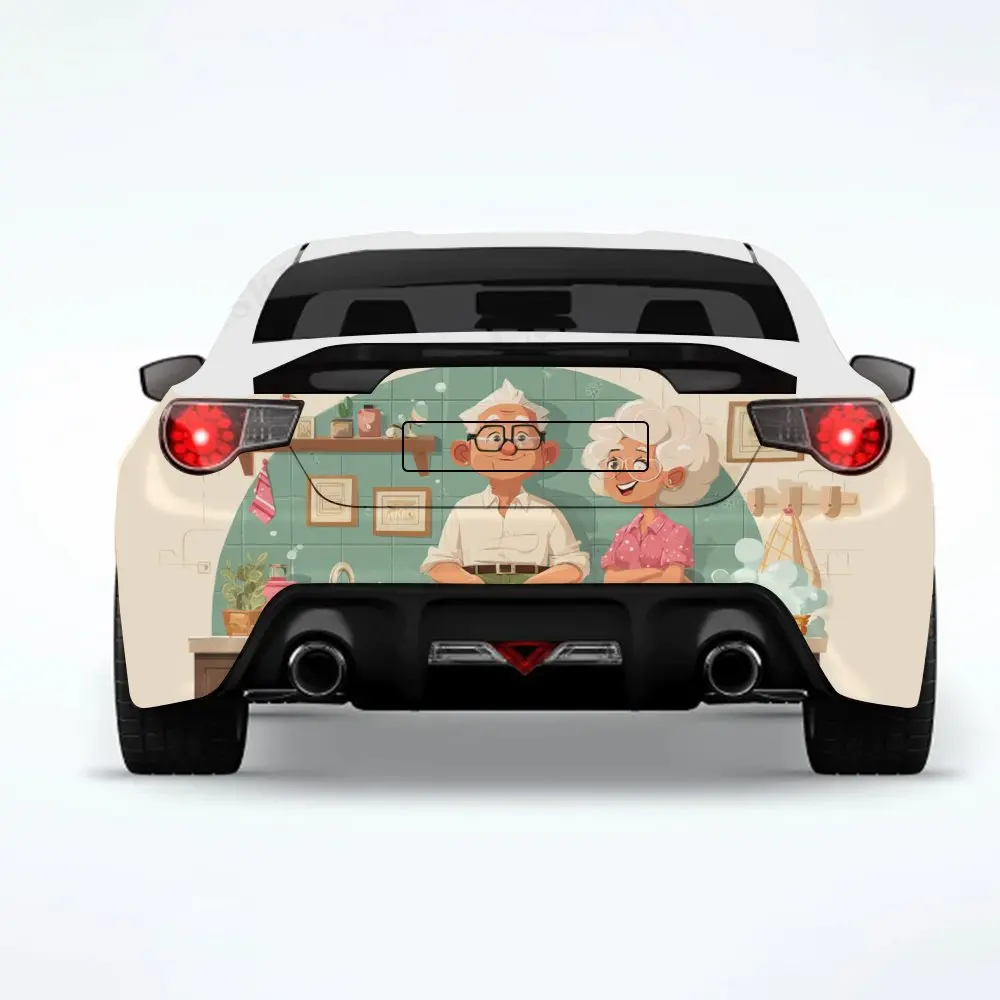 

Виниловая наклейка для пожилой пары на заднюю часть автомобиля, водонепроницаемые самоклеящиеся виниловые наклейки для хвоста и бампера автомобиля, украшение