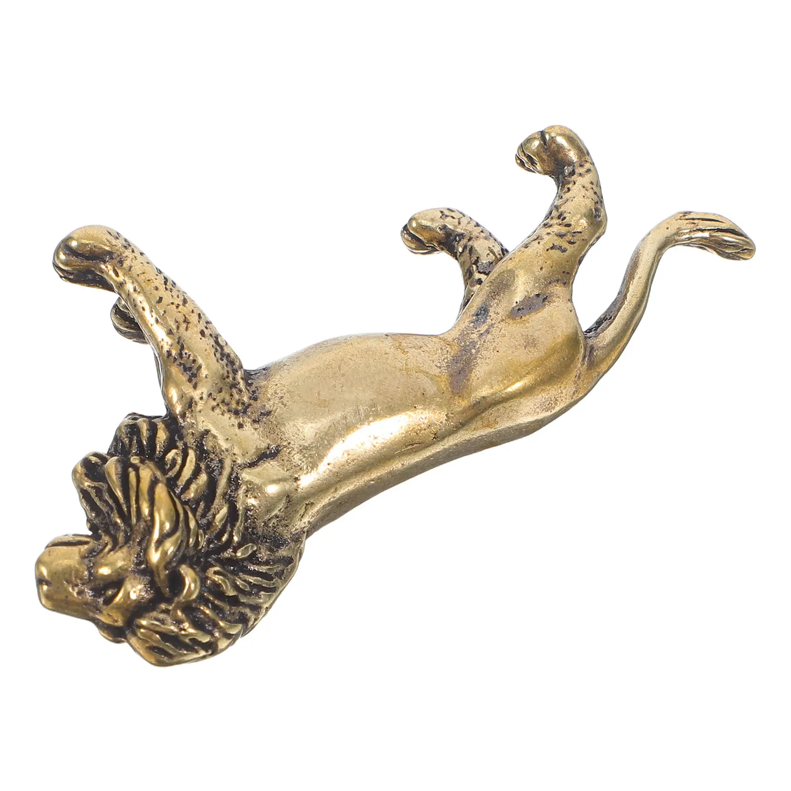 

Retro Brass Lion Decor Fine Workmanship Long Lasting Indoor Desktop Ornament Vintage Brass Lion Office Decor