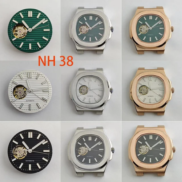 NH38 Case 41mm Men Watch Accessories Luminous Dial Stainless Steel Case for  Nautilus NH35 NH36 Movement Clear Case Back - AliExpress