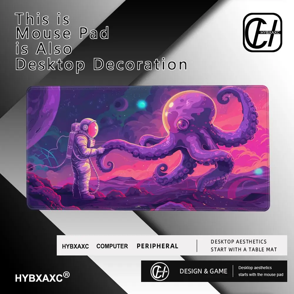 Cute Alien Octopus and Astronaut MTG Playmat 35X60CM Magic Card Battle Mat Non-Slip Stitched Edge MTG Rug Tabletop Playmat