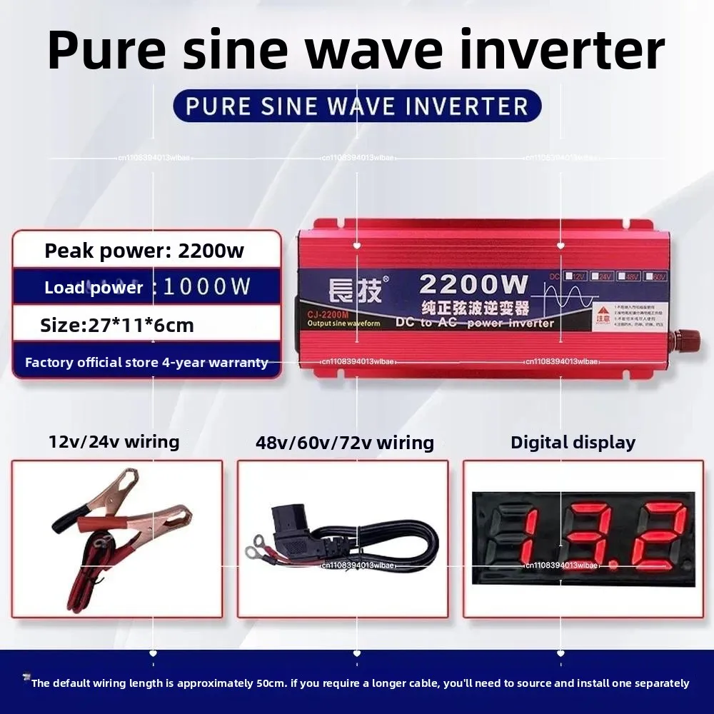 Pure Sine Wave Inverter 12V 24V 48V 60V 72V DC to AC 110V 220V for Car Solar
