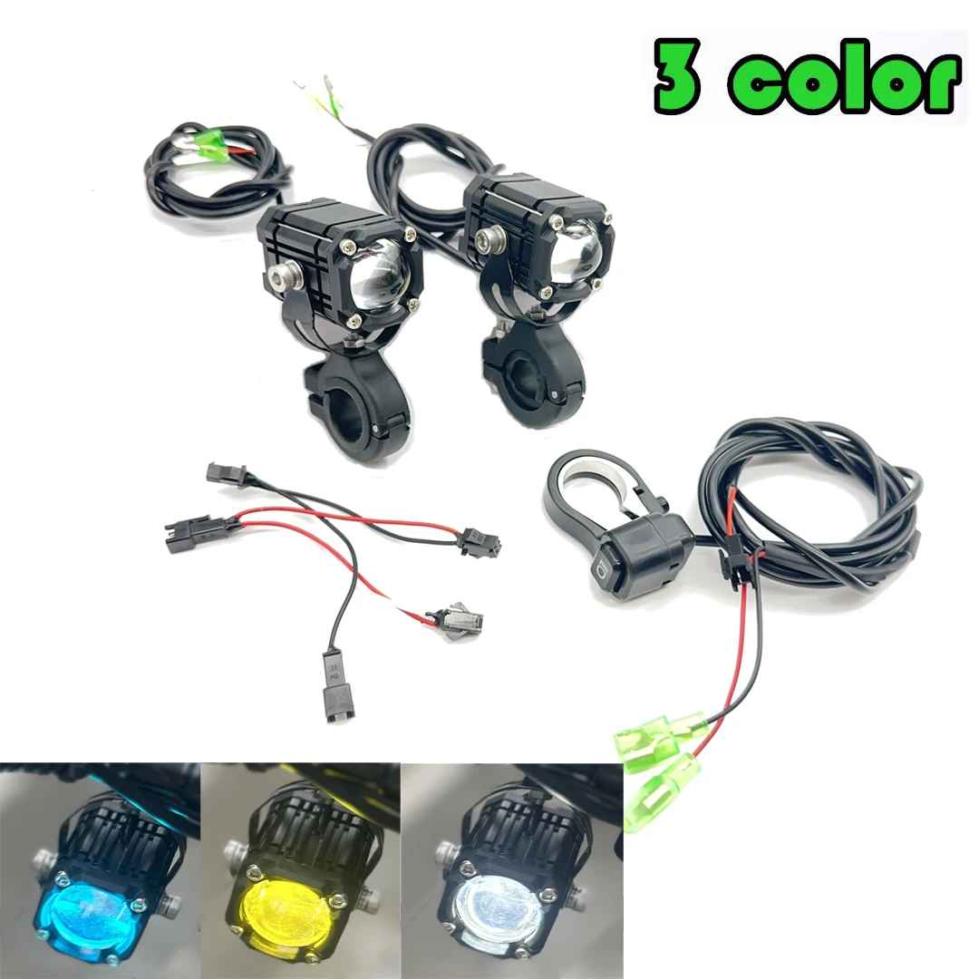 2pcs Headlight 3 Color for Dualtron Electric Scooter DT3 Victor Thunder Motorcycle Modified Light With Switch