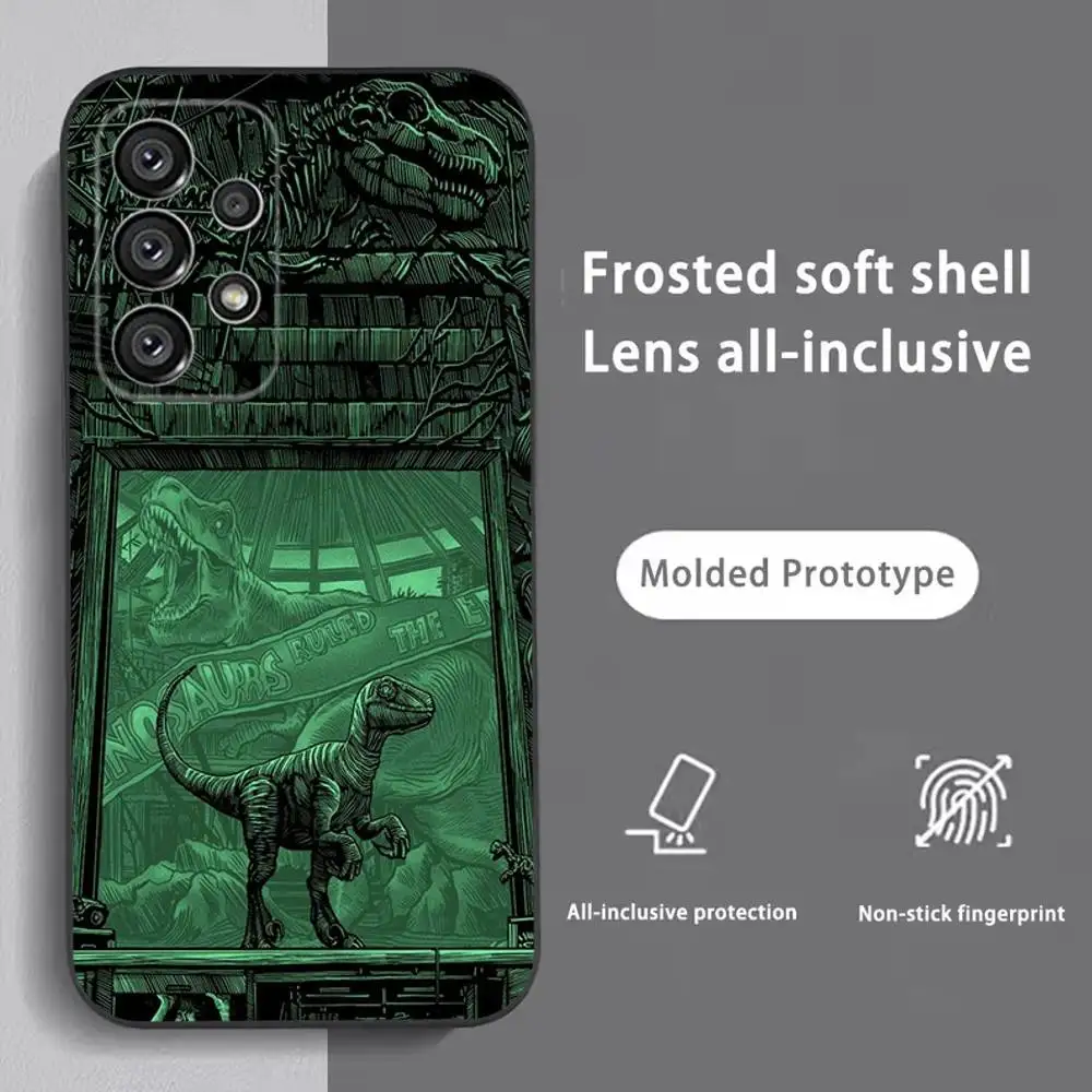 Casing Ponsel Dinosaurus Ganas Untuk Samsung S25,S24,S21,S22,S23,S30,Ultra,S20,Plus,Fe,Lite,Note,10,9,5G Penutup Hitam