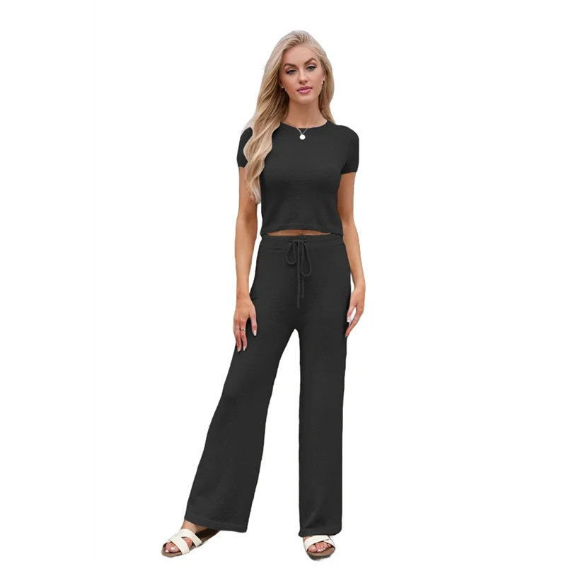 

Горячие Kf-женские летние комплекты из 2 предметов, топы с короткими рукавами и цветными блоками, спортивный костюм, облегающие брюки, одинаковый комплект, комплекты для отдыха, 2025 г.