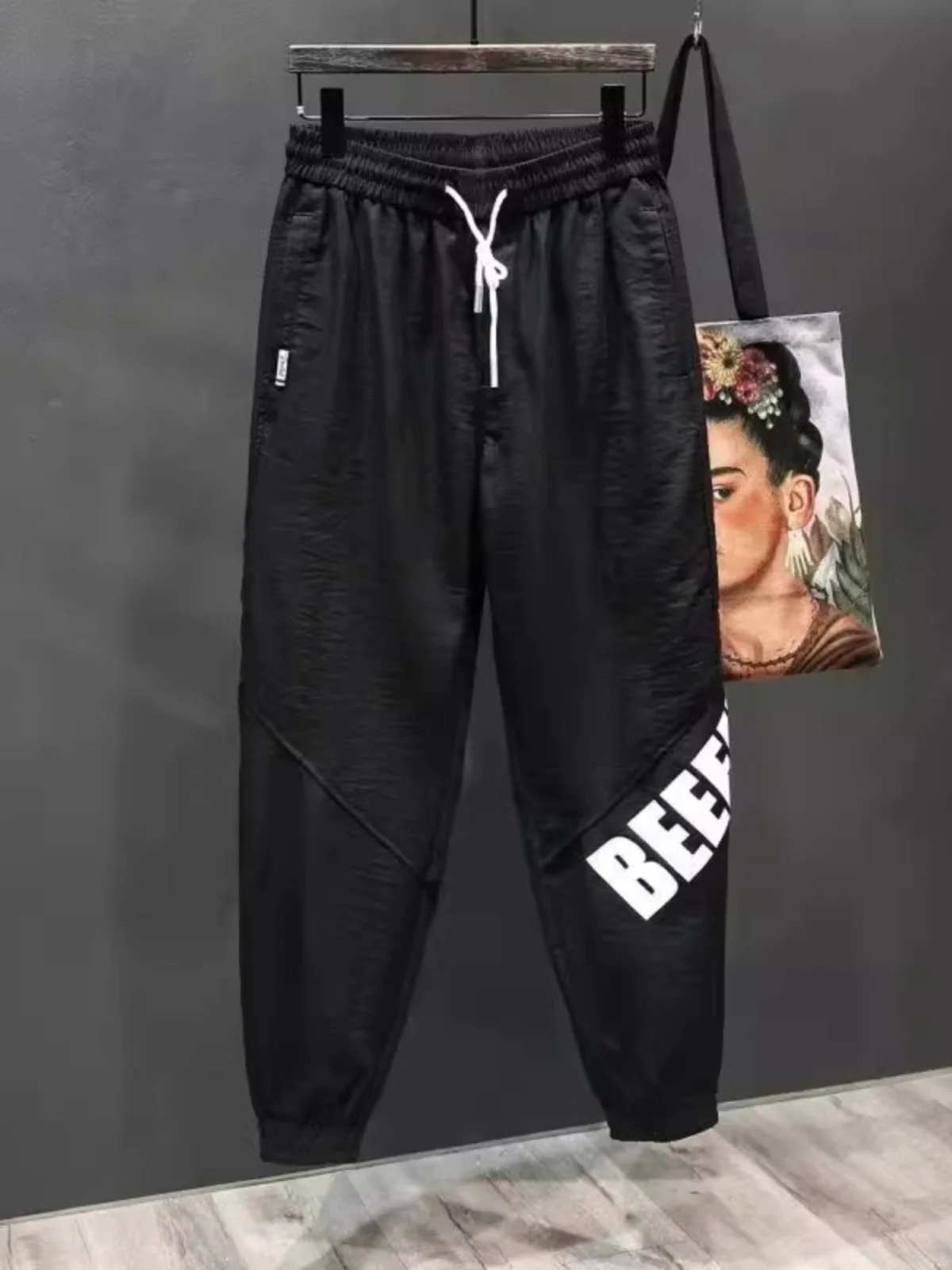 

Trendy Harajuku Sle Ice Silk Casual Pants Men Women Loose Fit Summer Thin Harem Sports Trousers Couple Leisure Pants