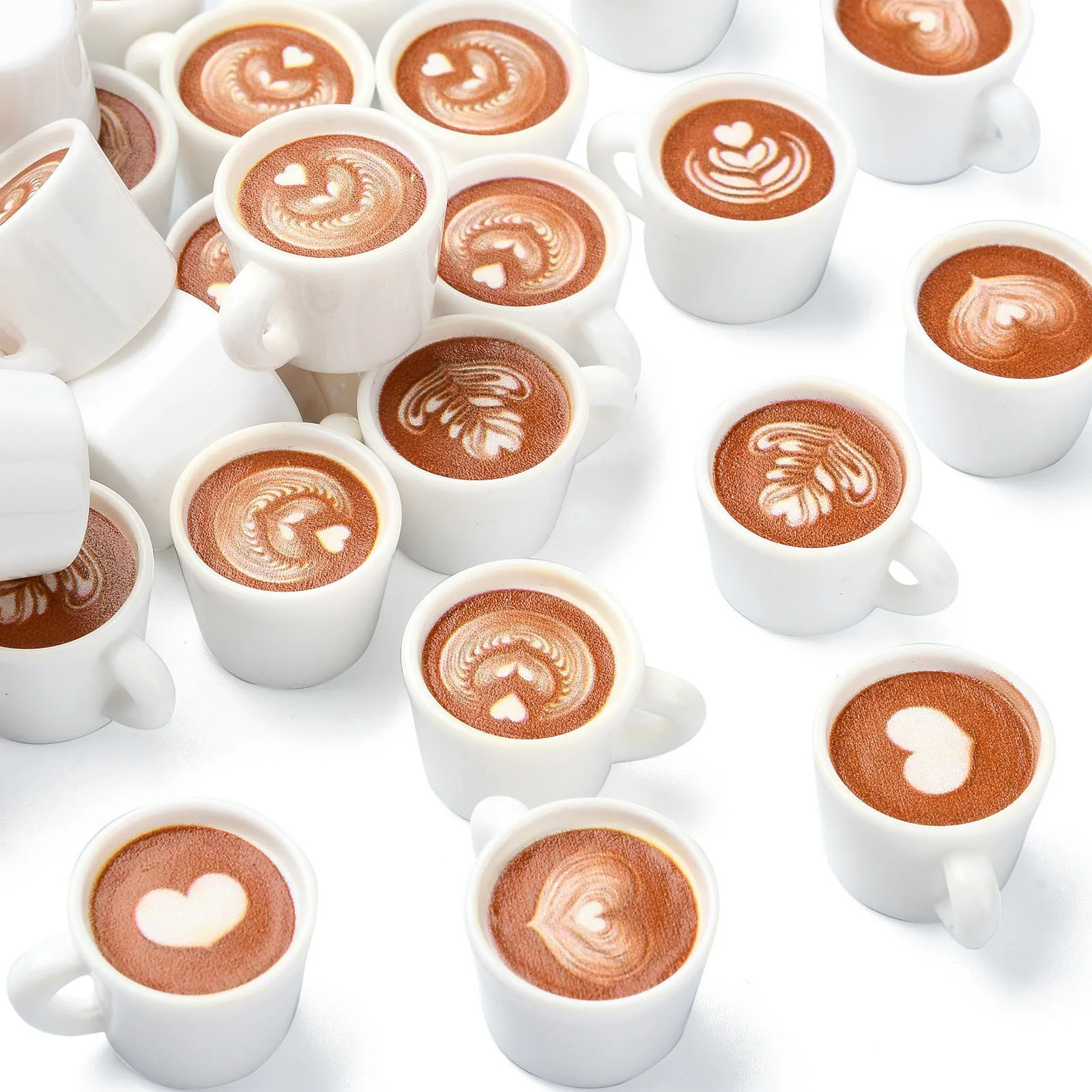 PandaHall 50 Stück 5 Stile Kaffeetassen-Anhänger aus Harz, Café-Kunst-Latte-Anhänger, Heißgetränke-Tassen-Anhänger für die Schmuckherstellung von Halsketten – Detail 1