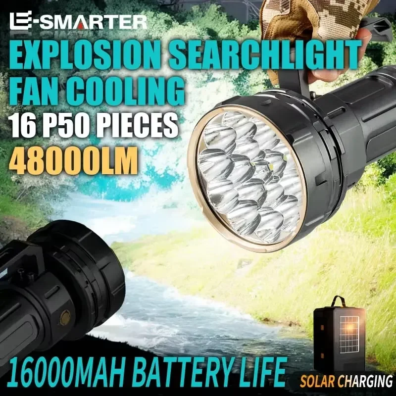 Rechargeable Aluminum LED Flashlight Waterproof Portable Outdoor Camping Light Emergency Torch Multifunctional Handle