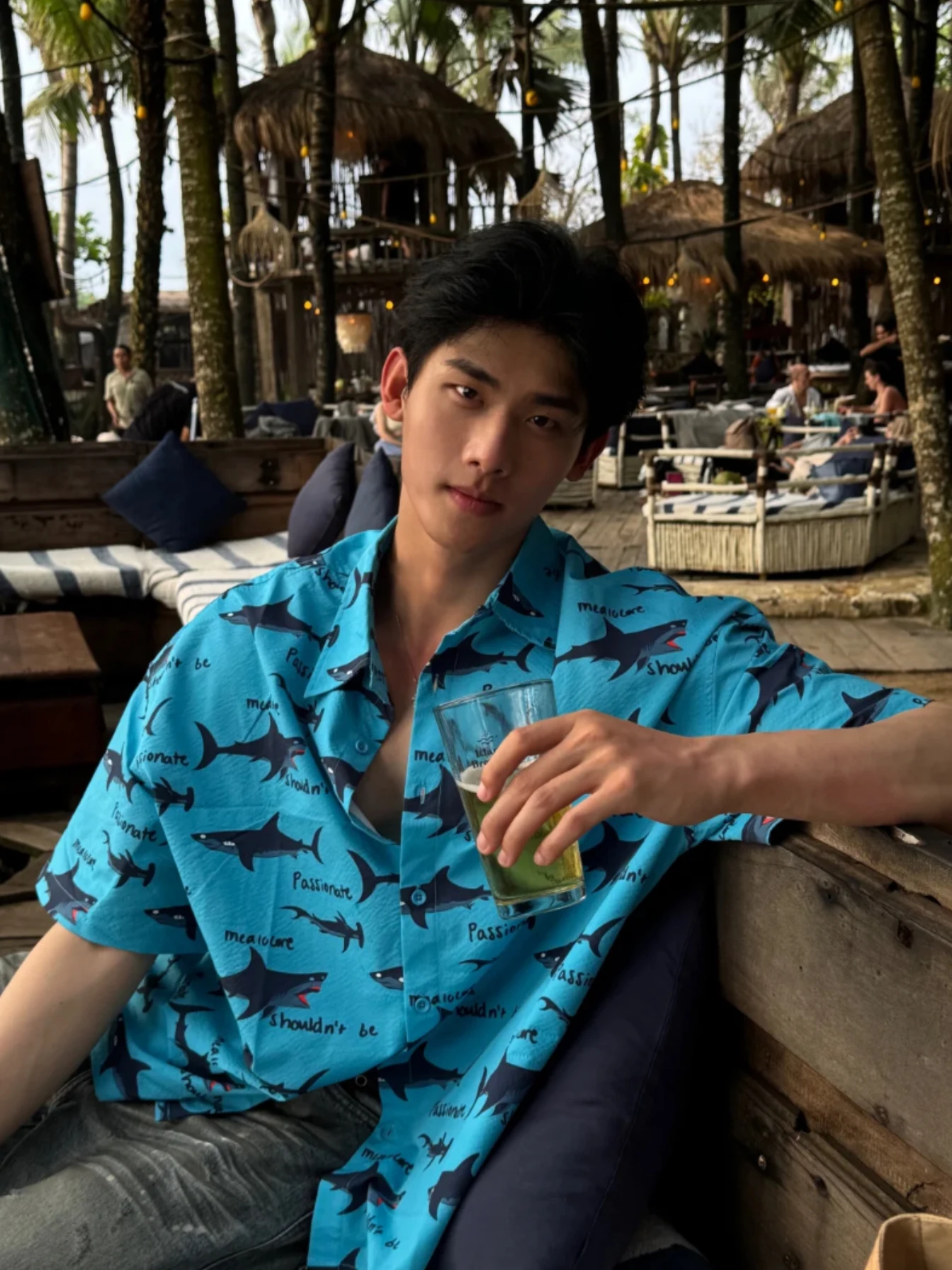 

Hawaiian Vaion Sle Print Lazy ort Sve Мужская летняя повседневная синяя дизайнерская пляжная одежда свободного покроя молодежная летняя тонкая одежда