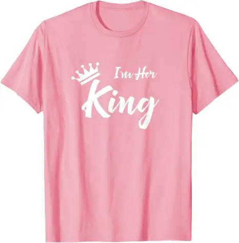 Ich bin ihr König Lustiges T-Shirt für Freund und Freundin Y2k Personalisiertes T-Shirt mit der Aufschrift „Ich bin seine Königin“ Geschenk für Frau, Mann, Jahrestag Kleidung – Detail 8