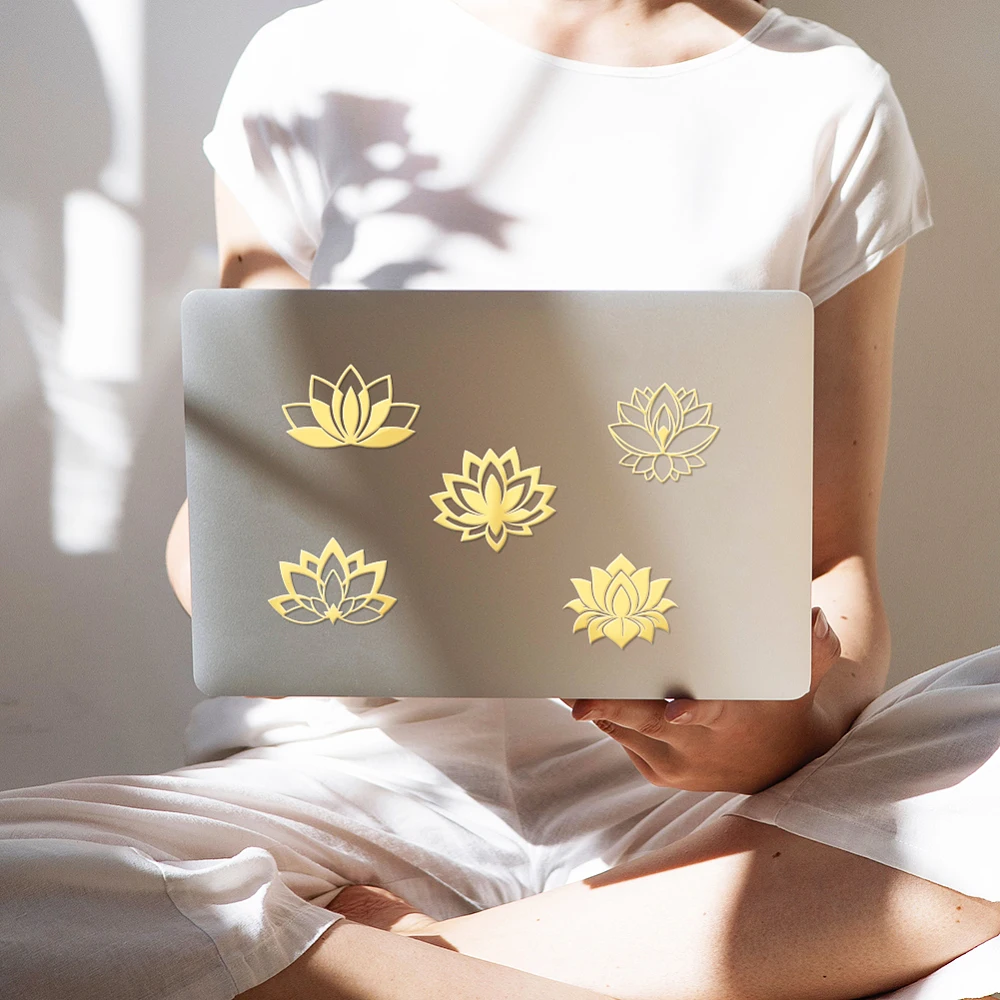 Nickel Decoration Stickers Metal Resin Filler Epoxy Resin UV Resin Craft Filling Material Golden July Lotus 40x40mm 9pcs/set view 5