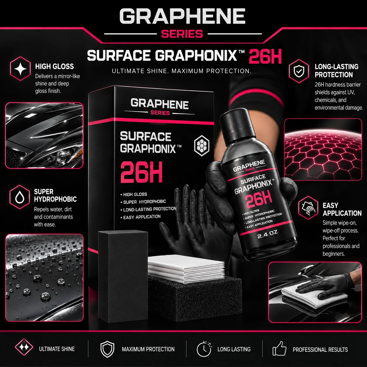 Graphene Nano Ceramic Coating Spray Car Hydrophobic Auto Body Shine Armor Wax Crystal Plating Quick Nano-Coating Paint Cleaner