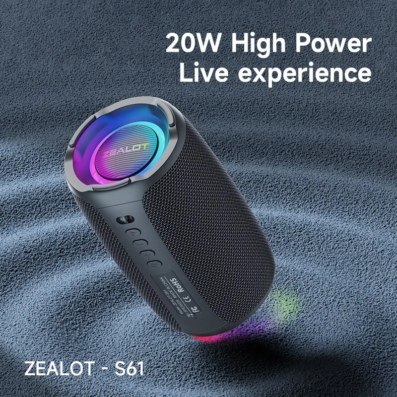 Zealot-s61 Portable Bluetooth Speaker Double Diaphragm Wireless Subwoofer Waterproof Outdoor Sound Box Stereo Music Surround