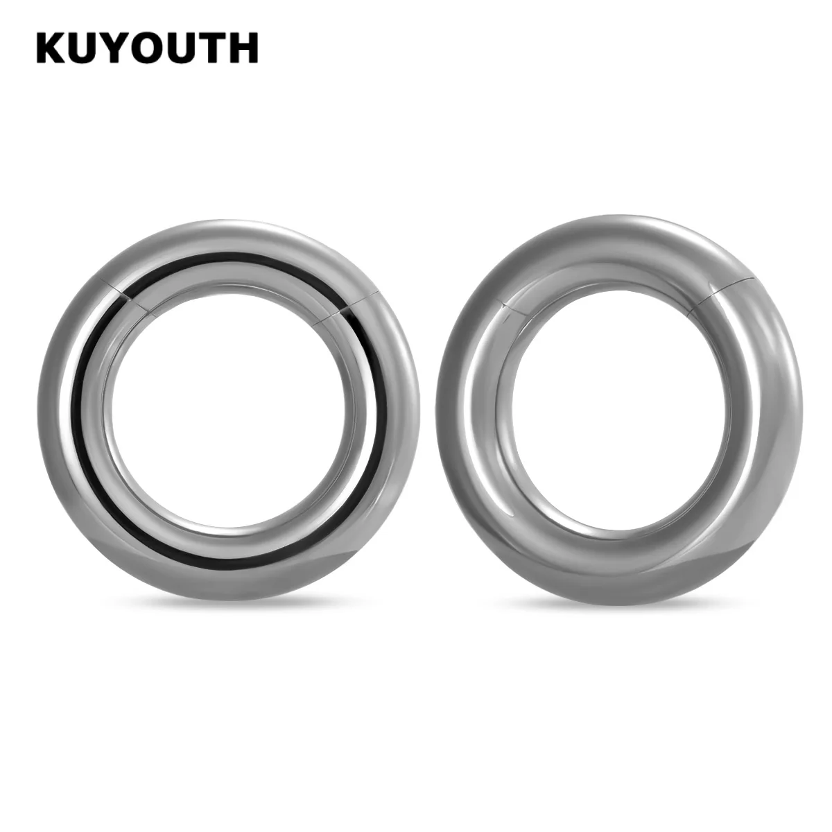 

​KUYOUTH Simple Seamless Ring Magnet Ear Weight Gauges Stainless Steel Expanders Earring Piercing Body Jewelry Stretchers 1Pair