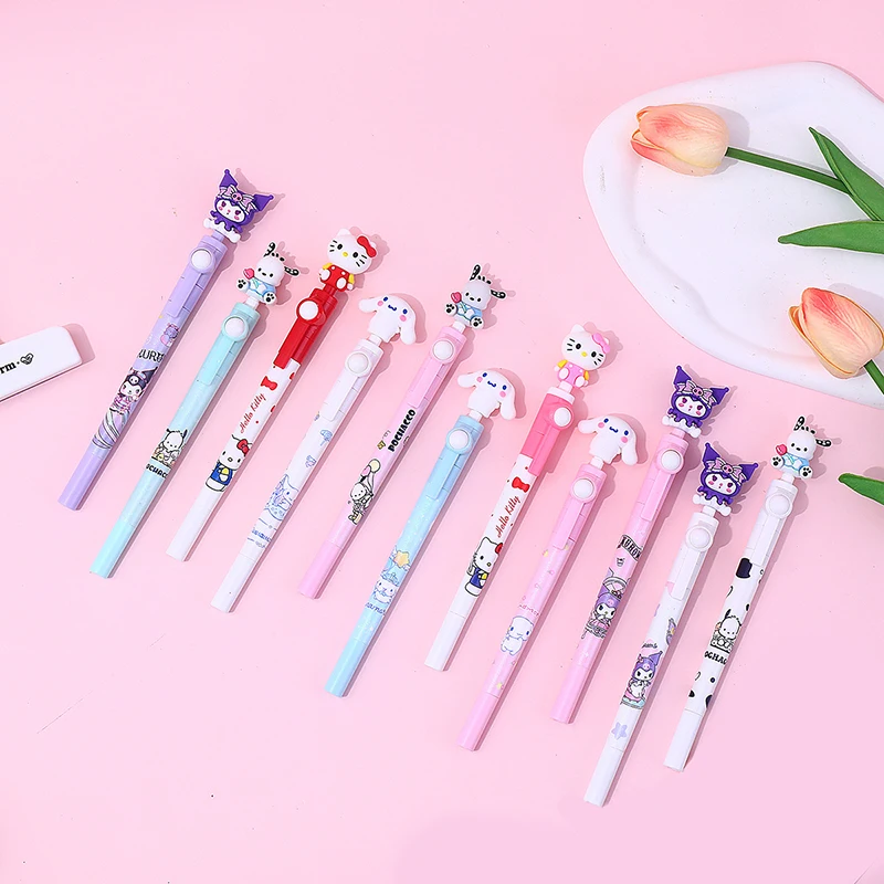 5/20pcs Sanrio Decompression Swivel Gel Pen Kuromi Cinnamoroll Pachacco Hellokitty Student Pen Office Stationery School Supplies