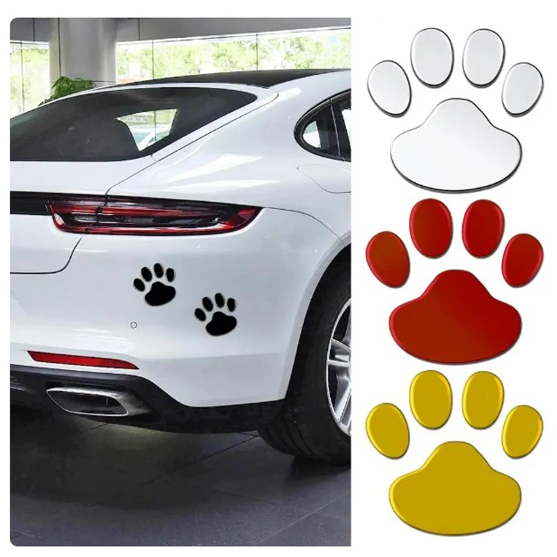 4Sheet Car Stickers Creative Decals Paw 3D Animal Dog Cat Foot Prints Decal Car Motocycle Sticker Car Accessories