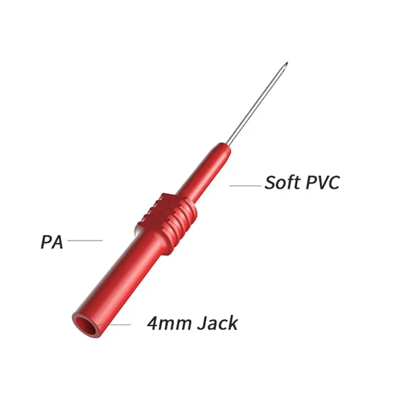 Imagem -05 - Cleqee-sondas de Teste Multímetro Não Destrutivas Pvc Macio Agulha Piercing de Isolamento Vermelho Preto P5009 10 Pcs