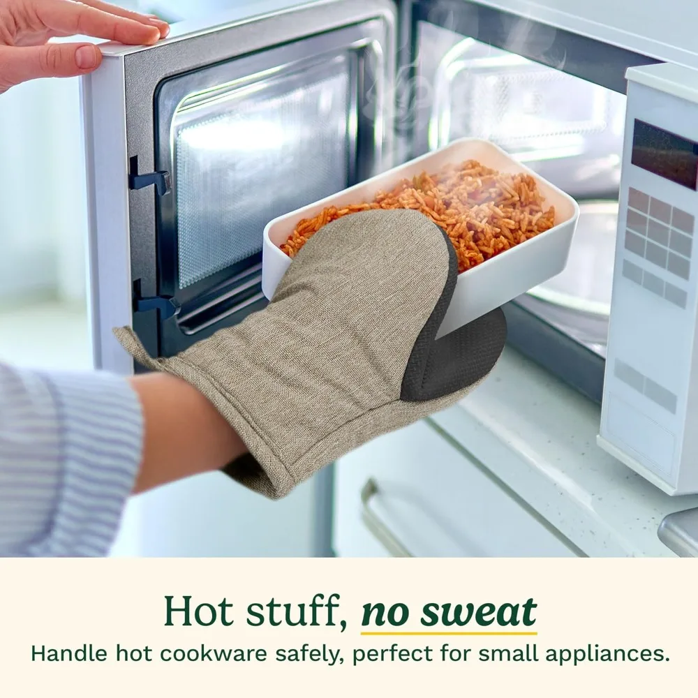قفازات الفرن الصغيرة من cuisinart - قفازات مطبخ مقاومة للحرارة مقاس 5.5 بوصة × 7 بوصة للفرن مع راحة النيوبرين غير القابلة للانزلاق وحشوة القطن والقماش