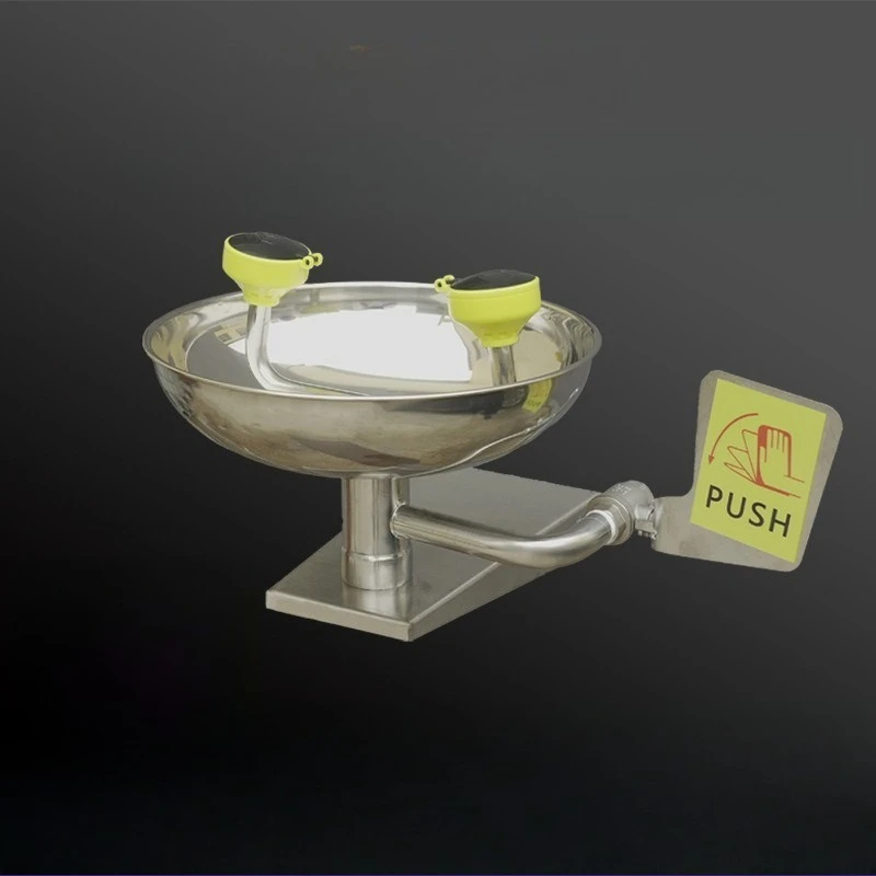 

Thickened 304stainless steel wall-mounted eye washer Laboratory emergency double port factory inspection Industrial wall-mounted