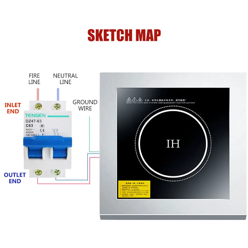 Komercyjna kuchenka indukcyjna 5000W płaszczyzna o dużej mocy zupa ostrygowego kuchenka indukcyjna do mieszania wody