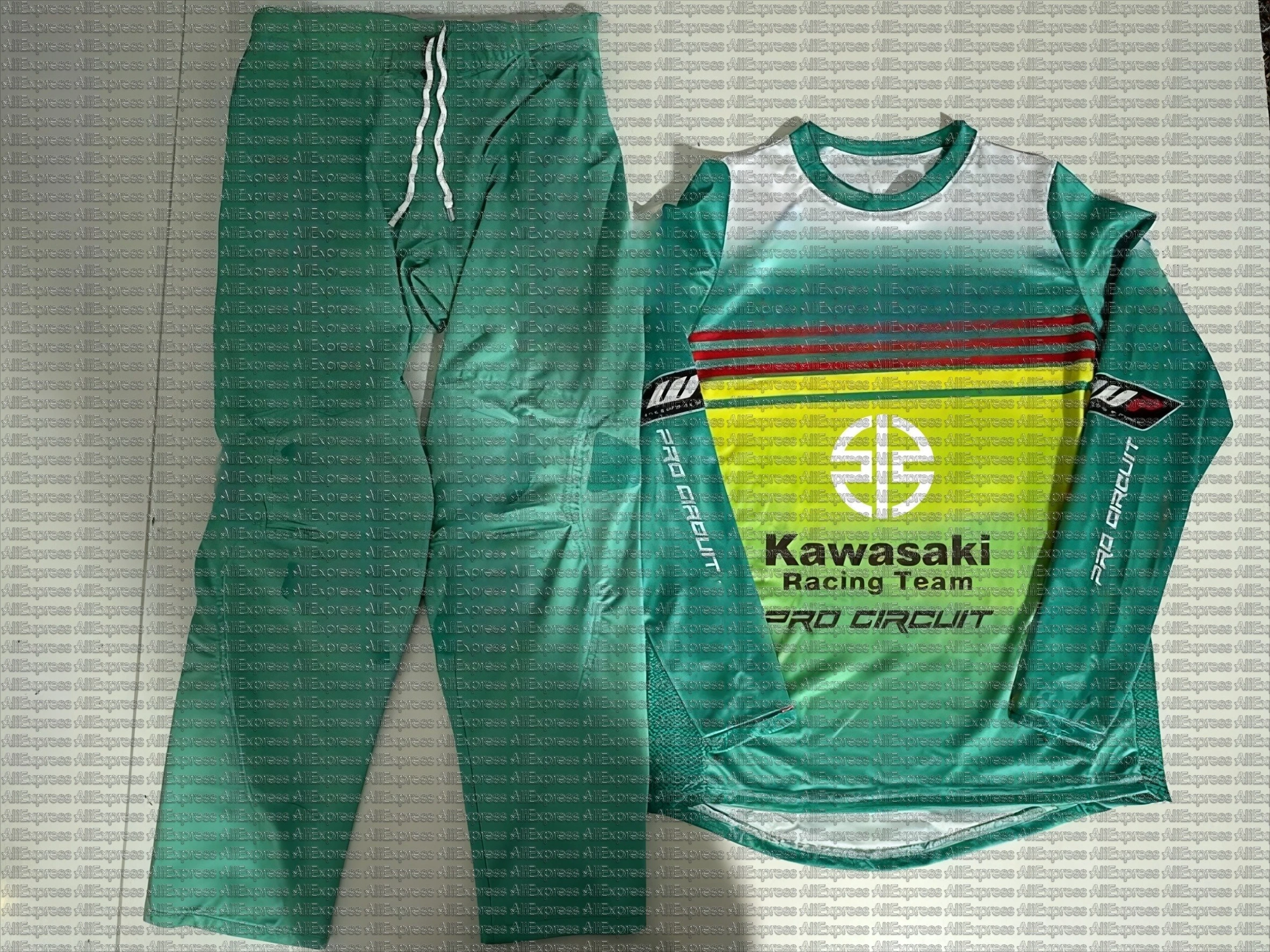 

Kawasaki Men's Race Uniform Motorcycle Off-Road Outdoor Cycling Set Long Sleeve Jersey And Pants Breathable Oversized for Autumn