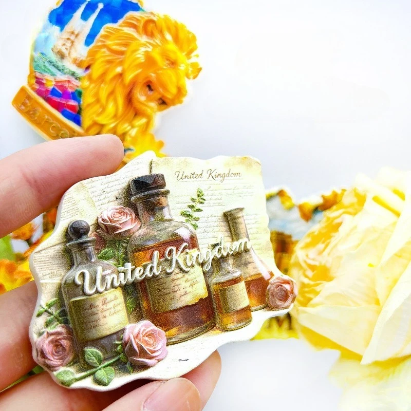 UK Manuscript Fridge Magnet - Elegant 3D Paper & Perfume Souvenir Unique British Literary Gift for Travel & Vanity Decor