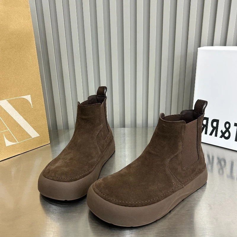 

Retro Women's Fashionable Versatile and Warm Short Buckle Ankle Boots Winter Flat Shoes Casual Walking Round Toe Boots