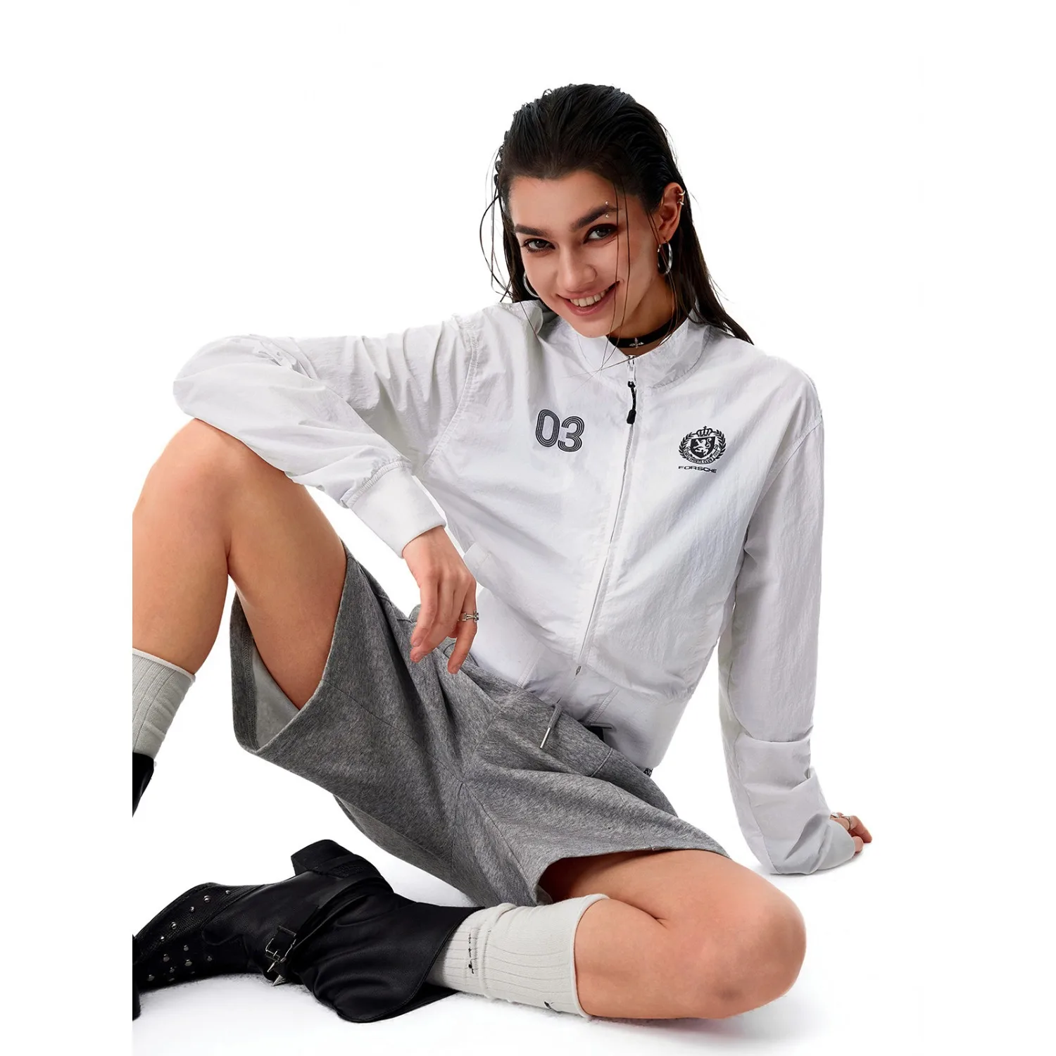 Summer 2026 Outdoor Sun Protection Slim Fit Jacket Unisex American Retro Sport White Short Top Nylon Fabric Casual Shirt