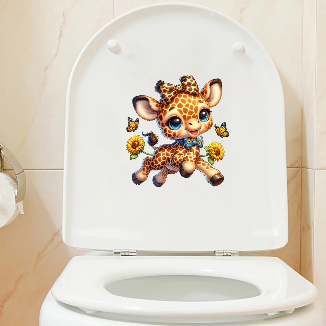 Three Ratels QB66 Lively deer and giraffe cartoon animal stickers for decorating children's spaces