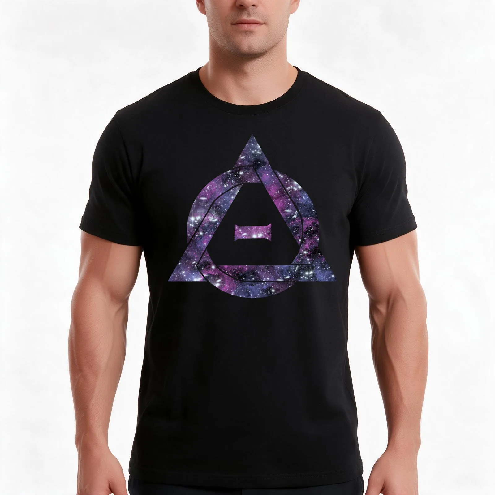 Galactic Theta Delta T-Shirt, Summer Casual Cotton Tee, Oversized Streetwear Tops, Vintage Graphic Print, Loose Fit Short Sleeve