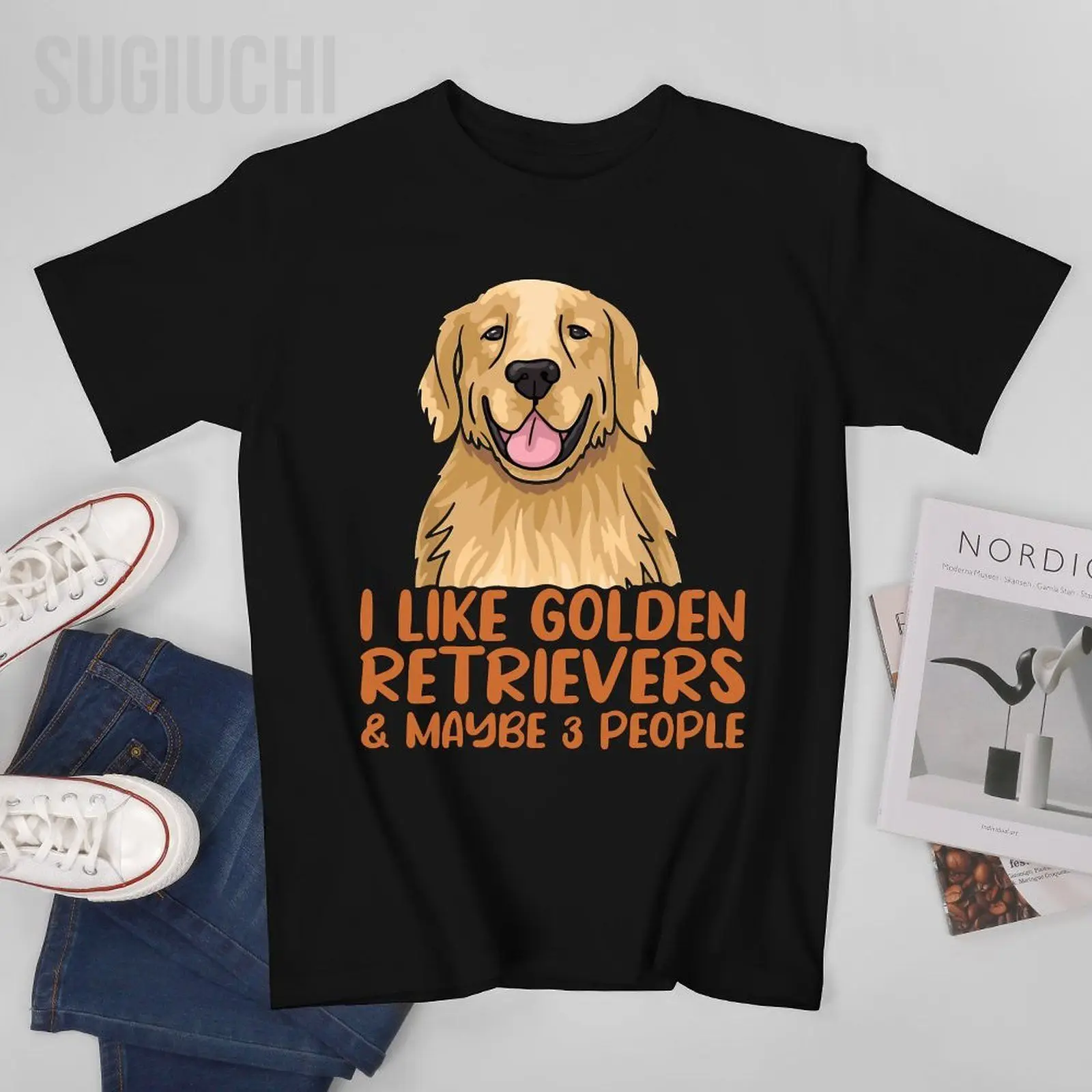 Unisex Men I Like Retrieving Golden Retriever Dog Tshirt Tees T Shirts Women Boys 100% Cotton T-Shirt