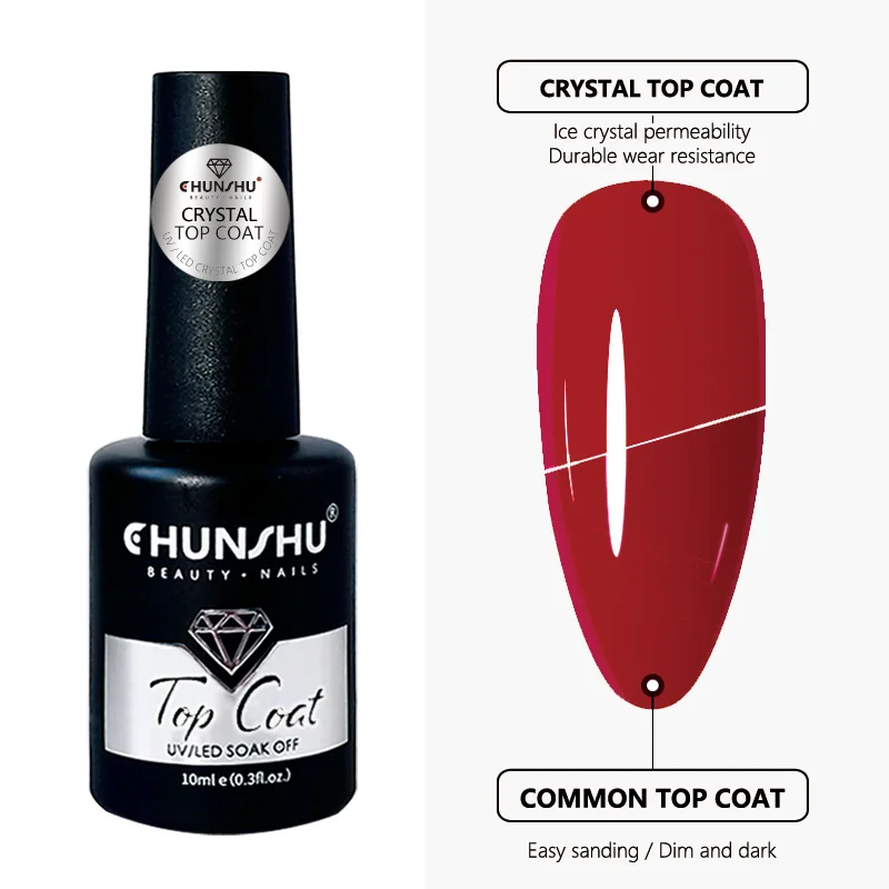 Chunshu Super Shine Top Coat Uv Gel Nagellak 10Ml Doorweekt Geen Veeg Matte Top Gel Opgewaardeerde Vlek/Olie Resitante Nail Art