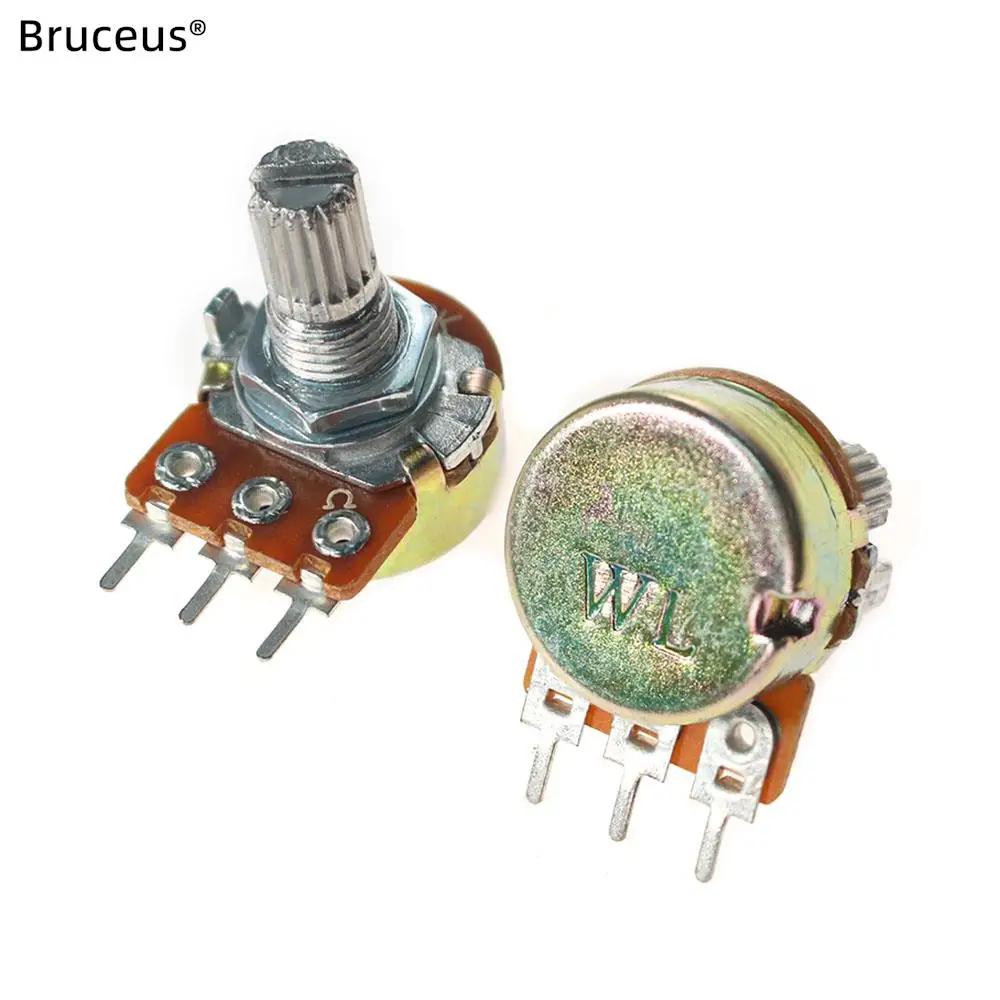 Linear Taper Potentiometer Knob Set para Eletrônica de Áudio, WH148 DIY-Kit, 1K ~ 1M Ohm, 15mm, 3Pin, 10Pcs