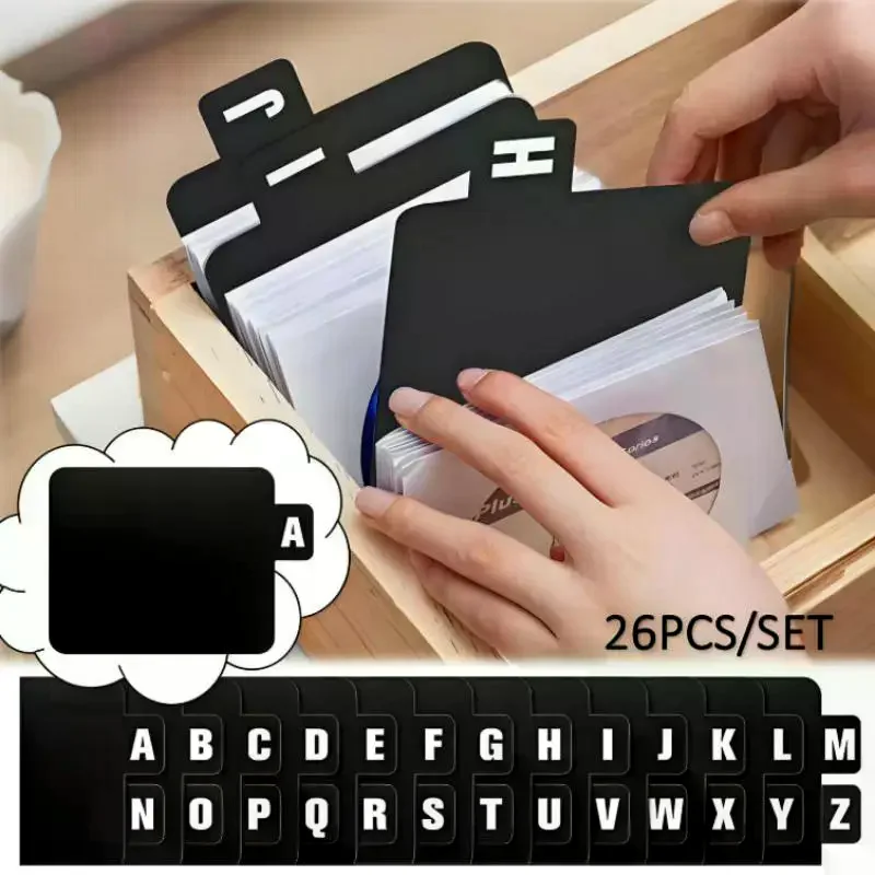 26pcs CD/DVD/Vinyl Record Organizer Dividers A-Z Alphabet File Storage Separator For Music Albums, Office, Home, Space-Saving