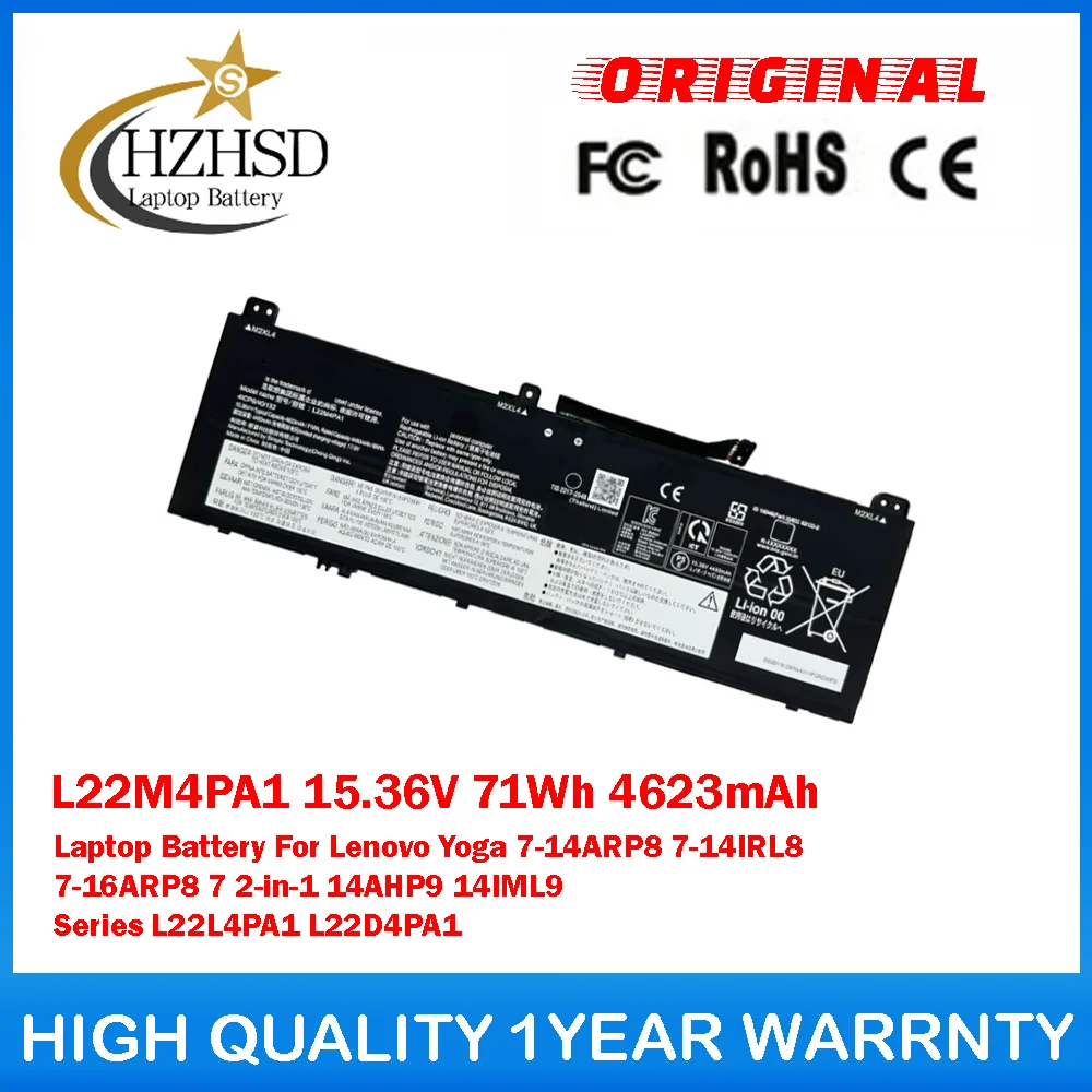 

L22M4PA1 15.36V 71Wh 4623mAh Laptop Battery For Lenovo Yoga 7-14ARP8 7-14IRL8 7-16ARP8 7 2-in-1 14AHP9 14IML9 L22L4PA1 L22D4PA1