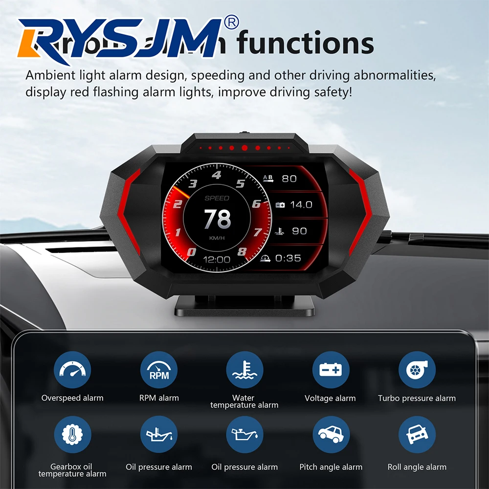 

P24 OBD+GPS Car Head Up Display Smart Speedometer Water Temp Oil Temp RPM Voltage On Board Computer Auto Electronic Accessories