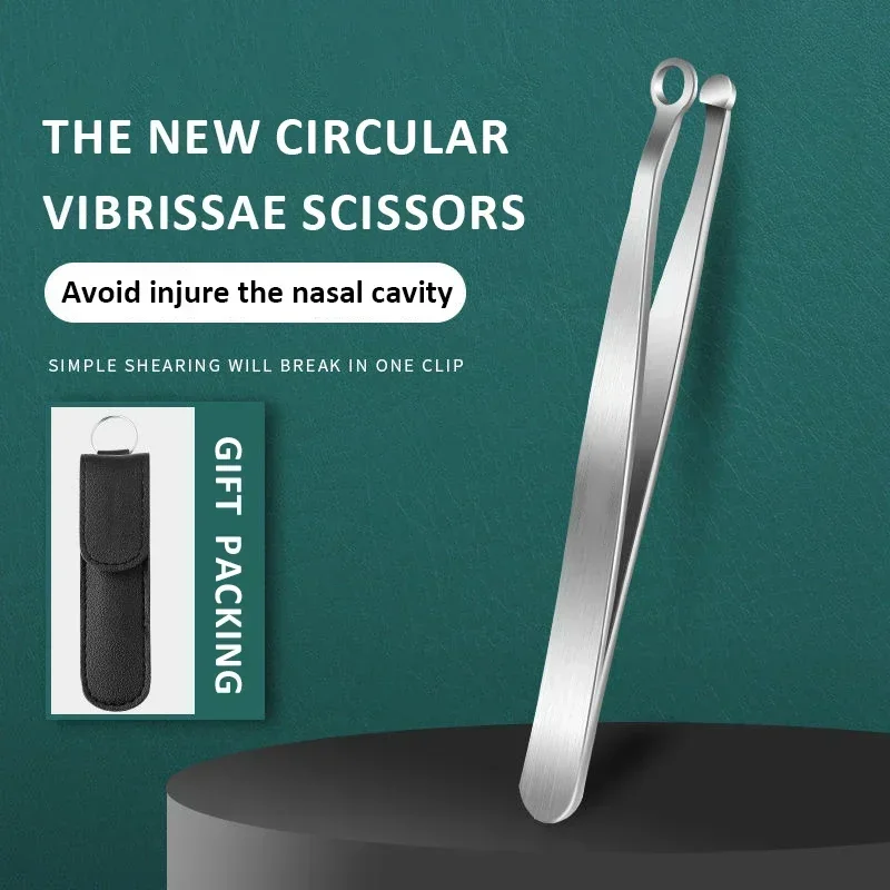 Manual Nose Hair Trimmer Round Head Stainless Steel Nasal Hair Cutting Tweezers Safe Painless Grooming No Pain Easy to Use Home