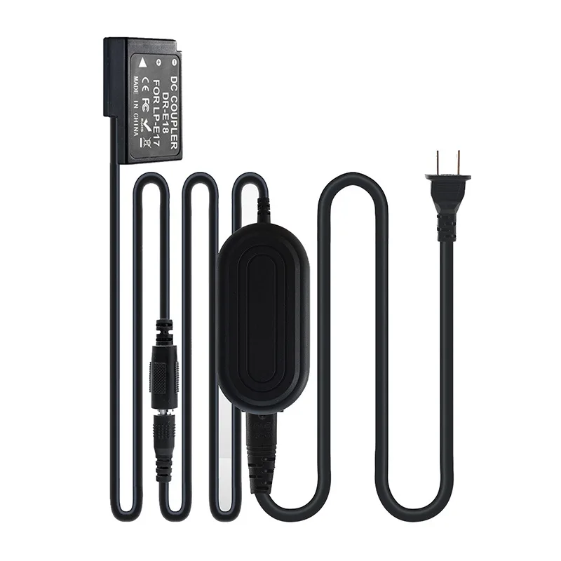 Kit adaptador de batería simulada DR-E18 acoplador CC LP-E17 para Canon R8 R10 R50 R100 RP 200D 200D II 250D 750D 760D 800D