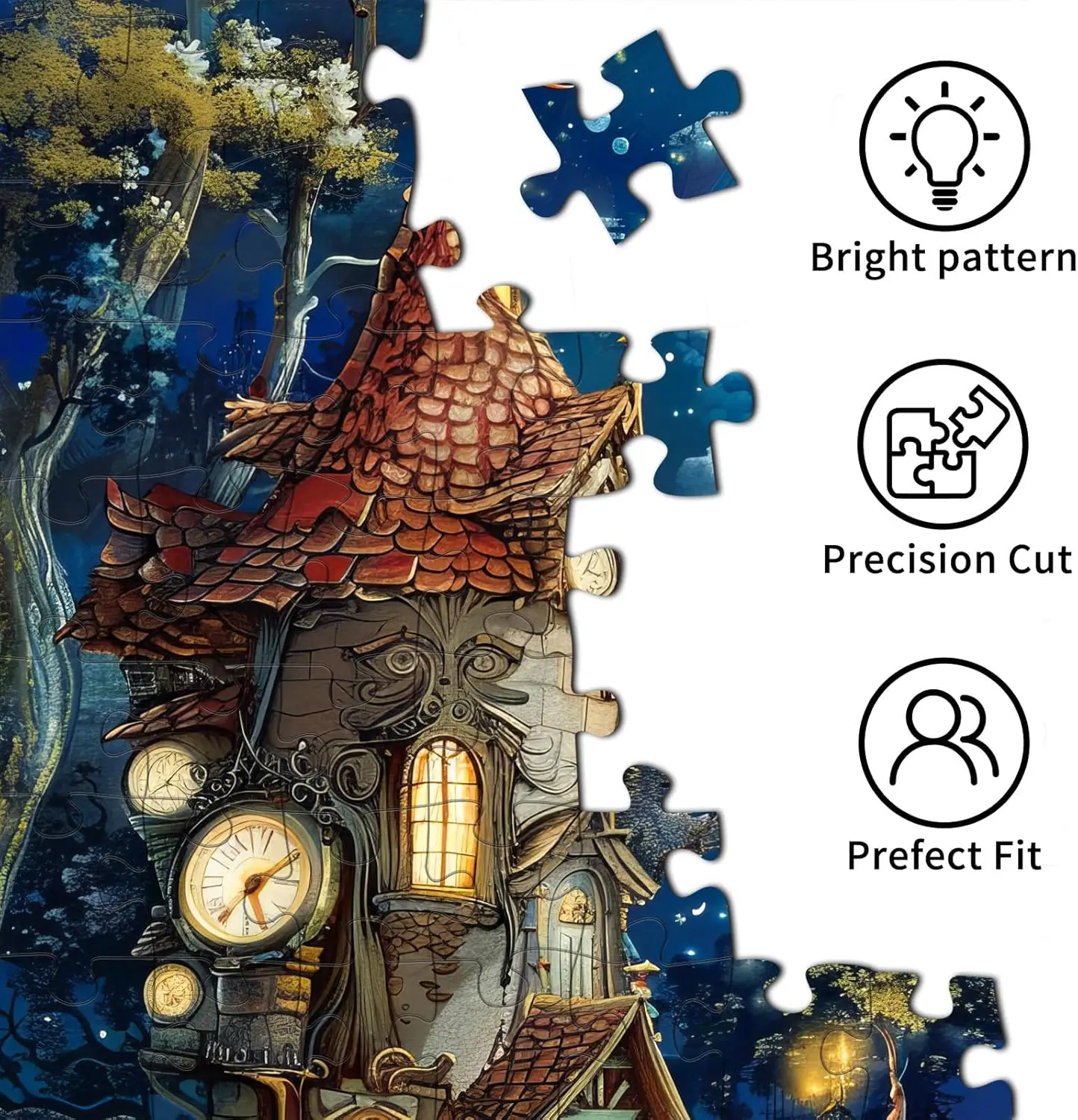 Under The Moon Tower 500/300/120 Pieces Jigsaw Puzzles Challenging Family Activity Games for Gameroom Bedroom Livingroom