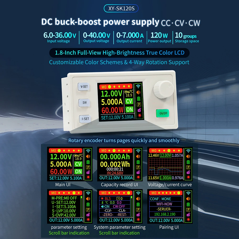 SK120S 7A 120 واط مكافحة التدفق الخلفي باستخدام الحاسب الآلي قابل للتعديل تيار مستمر باك دفعة محول وحدة امدادات الطاقة 6-36 فولت إلى 0-40 فولت CC CV وحدة شحن الطاقة الشمسية