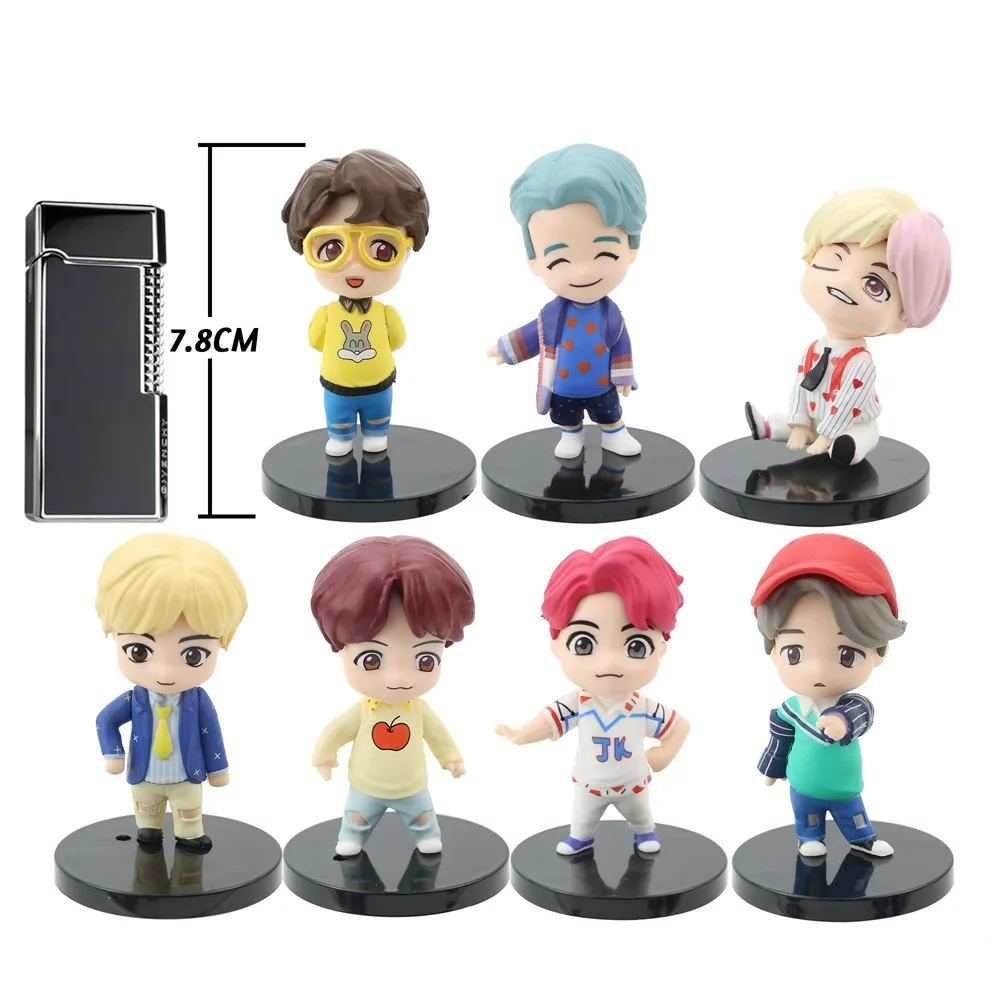 7 pçs/set Bangtan Meninos Grupos Rm Jin Suga Jhope Jimin V Jungkook Boneca Modelo Brinquedo Figura de Ação Estrela Idol Presente Do Exército