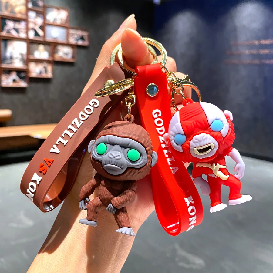 Anime King Kong VS Godzilla Keychains Cartoon Car Keyring PVC Action Figures Model Doll Bag Pendent Collection Toys Fans Gifts - view 2