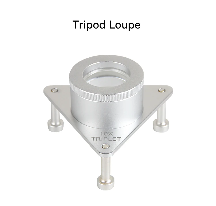 10X 21mm Triplet Lens Stand Aluminum Silver Tripod Loupe Hands-Free Adjustable Focus Magnifier Diamond Sorting Jewelry Tool