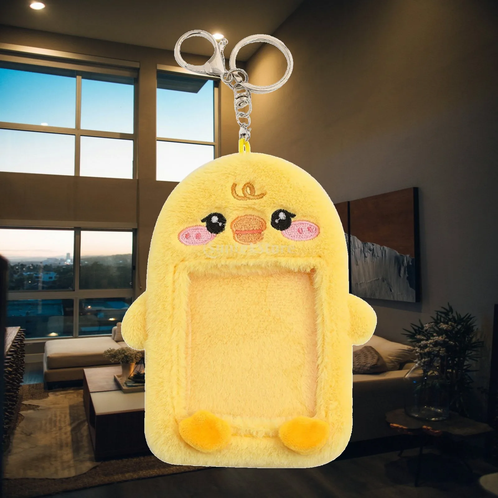 Plush Photocard Holder Keychain Protection Sleeve for ID Cards Sports Cards